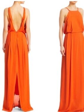 NWT Rachel Comey Token Crepe Gown in Tangerine Orange Size 10